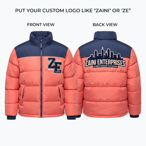 Premium 120 GSM Polyester Worsted Hooded Windproof Waterproof Puffer Jacket Coral Navy Contrast Panel <b>Camouflage</b> Pattern OEM - Product Image 1