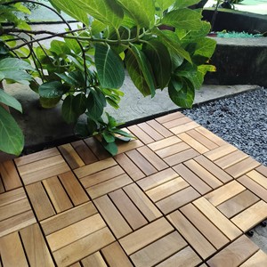 Carreau de pont carré en bois d'espèce d'acacia moderne 300x300mm étanche anti-dérapant terrasse extérieure cour arrière balcon jardin natation - Product Image 1