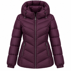 Wholesale Custom Printed Women's Puffer Jacket Breathable Nylon Oversized <b>Thick</b> Winter <b>Quilted</b> Cotton Canvas Custom Logos - Product Image 3