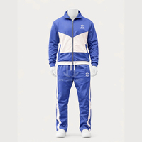 Chándal Unisex Morado y Blanco con Bloques de Color, Cierre Completo, Cuello Alto, Estilo Deportivo con Bolsillos Laterales, Ropa de Otoño