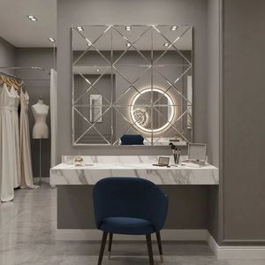 Specchio da Parete 3D con Bordo Smussato, Grande Specchio Quadrato per Arredamento Interno, Adatto per Soggiorno e Vari Spazi - Product Image 4