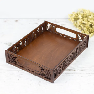 Plateaux de rangement : Plateau de service en bois classique, durable et de qualité supérieure, finition huilée, le plus vendu, créatif - Product Image 5
