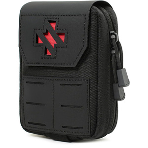 Organizador de suministros de emergencia de alta calidad con bolsa de cuero impermeable y duradera para almacenamiento compacto de botiquín y medicamentos de viaje. - Product Image 1