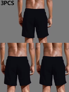 Shorts de bain pour homme, noirs, à imprimé géométrique, séchage rapide, avec bande latérale, taille élastique, style sportif, longueur courte - Product Image 4