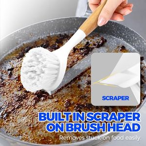 Set di 3 Spazzole per Pulizia Cucina con Manico in Bambù e Setole Morbide per Piatti, Ciotole e Pentole - Product Image 4