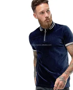 Anytek — Polo Slim 100% coton de haute qualité pour hommes, combinaison de couleurs en velours, chemise à cordon avec fermeture éclair et attache