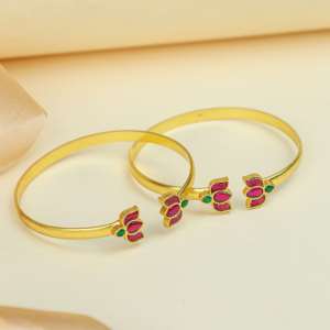 Bracelet Premium Anokhi Kundan à motif de lotus, argent sterling 925 plaqué or, bijoux ethniques pour femmes - Product Image 2