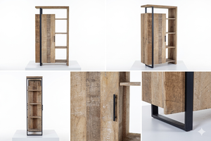 Meuble de rangement multifonctionnel en teck massif écologique Miya Premium, finition naturelle scandinave moderne, pour salon - Product Image 5