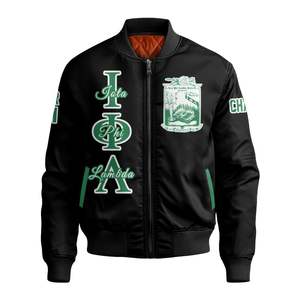 Blouson Bomber Personnalisé pour Femme Iota Phi Lambda, Noir, avec Écusson Lettres Grecques et Numéro Année sur le Devant et le Dos, Fermeture Éclair - Product Image 5