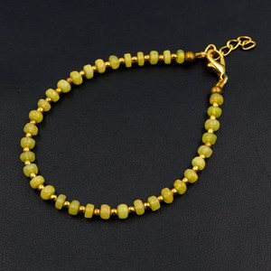 Natural Yellow Opal Roundel Beads Bracelet, Ethiopian Multi <b>Fire</b> Opal Gemstone Jewelry - Product Image 3