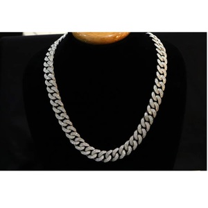 High On Demand Moissanite Diamond Cuban Chain 925 Sterling <b>Silver</b> Iced Out <b>Necklace</b> <b>For</b> <b>Men</b> And Women Available <b>For</b> Sale - Product Image 1