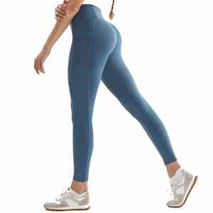 Custom Wholesale Women's Mid Waist Yoga Leggings <b>Tummy</b> <b>Control</b> Casual Cotton Bamboo Gym Training Pants - Product Image 4