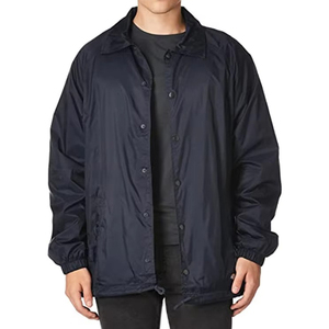 2026 Men's Blue Polyester Hooded Waterproof Zipper Closure Sporty Regular Fit Winter Wear <b>Coaches</b> Jacket Is Available For Sale - Product Image 4