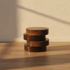 Tabouret en teck fait main Rae, style minimaliste contemporain avec finition naturelle écologique pour la décoration intérieure, les hôtels et les meubles de café - Product Image 1