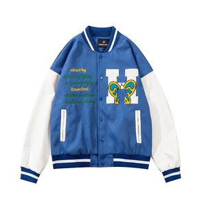 เสื้อแจ็คเก็ตเบสบอลแบบ Letterman สำหรับผู้ชาย สไตล์วาร์ซิตี้ บอมเบอร์ ทีมมหาวิทยาลัย สตรีทแวร์ ปักลายลำลอง เสื้อนอกลำลอง - Product Image 4