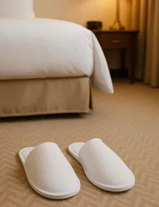 Pantuflas Blancas de Algodón 2026, Suaves, con Punta Abierta, Desechables, para Huéspedes, Artículos de Hotel, Ligeras, para Baño y Salón - Product Image 1