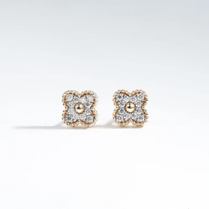 Pendientes de Oro Macizo con Diamantes en Forma de Trébol, con Diamantes Naturales y Cultivados en Laboratorio, Joyería Fina Elegante, Regalo de Aniversario para Mujer - Product Image 3