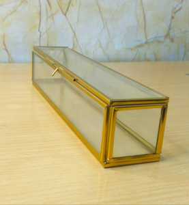 Handmade Brass Glass Box Rectangle <b>Wedding</b> Card Holder <b>Keepsake</b> Jewelry Organizer Box Vintage Clear Glass Display Decorative Box - Product Image 3