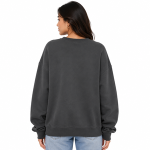 Heavyweight Cotton Fleece Women Sweatshirts Oversized Crew Neck Casual Streetwear Pullover Graphic Print Custom Logo Hoodies - Product Image 2