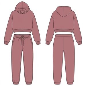 Women's Sweatsuit <b>Set</b> Cropped Hoodie Jogger Trendy <b>Loungewear</b> - Product Image 2