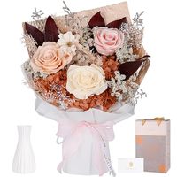 Bouquet de fleurs préservées carrées, roses éternelles réelles faites à la main pour elle, femme, grand-mère, anniversaire, fête des mères, cadeaux