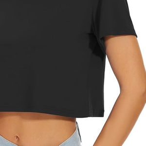 Women's Oversized Crop <b>Top</b> T Shirt Solid Color Short Sleeve Casual Fashion Tee Wholesale - Product Image 6