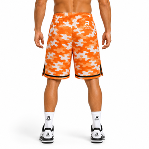 RONAL SPORTS Short de basketball camouflage orange pour homme, séchage rapide, cordon de serrage, style sportif, taille mi-haute - Product Image 4