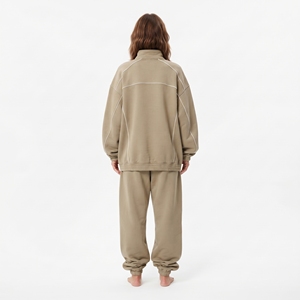 Survêtement en polaire chaud pour femme, couleur unie, veste et pantalon à fermeture éclair intégrale - Product Image 4