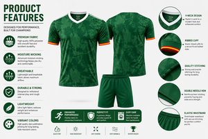 Ensemble de maillot et short de football pour homme, vert, col en V, manches courtes, respirant, anti-transpiration, polyester, imprimé camouflage, toutes saisons - Product Image 6
