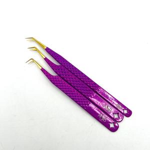 แหนบต่อขนตา ASB Professional สีม่วง สแตนเลสสตีล ปลายแหลมแม่นยำ รับทำโลโก้ ดีไซน์รูปดาว - Product Image 5