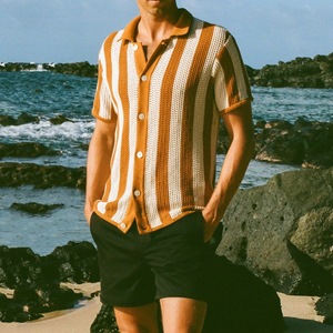 Vente en gros de t-shirts pour hommes en coton 100% personnalisés, à manches courtes, col rond, coupe classique, anti-rides, rayés, été-printemps, haute qualité - Product Image 2