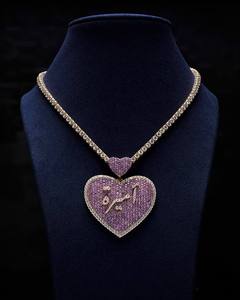 Collar con Colgante de Moissanita Personalizado, Plata de Ley 925, Chapado en Oro, con Dije de Corazón y Letra, Regalo para Mujer - Product Image 1