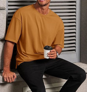 T-shirt Homme en Coton Épais 300 g/m² Coupe Ample Hip Hop pour Entraînement et Sport, Épaules Tombantes, Coupe Boxy - Product Image 4