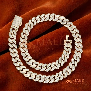 Collier chaîne cubaine en moissanite baguette dorée, bijou de luxe hip-hop pour homme et femme - Product Image 4