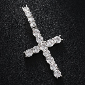 Colgante de Cruz Plateado con Cristales de Estrás Engastados, Amuleto Religioso, Joyería de Moda Unisex, Regalo - Product Image 4