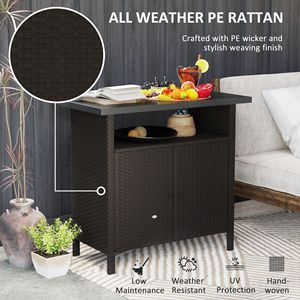 Armadietto porta asciugamani da esterno in vimini intrecciato con 2 ante e ripiano, colore caffè scuro - Product Image 5
