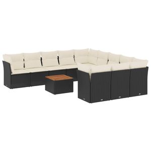Conjunto de Sofás Modulares Grandes de Ratán PE Negro para Jardín, Colección de Muebles de Exterior Elegantes - Product Image 2