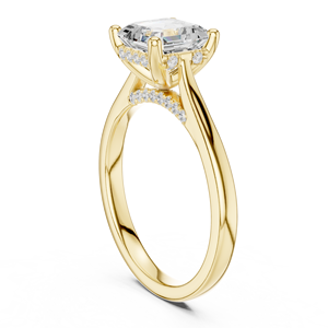 Bague de fiançailles carrée taille émeraude en or blanc 14K avec bande de diamants sertie, en or jaune 18K, bijoux fins pour femme, bague de mariage taille 7 - Product Image 4