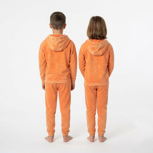 Conjunto Deportivo para Niños, Sudadera con Media Cremallera y Pantalones Jogger de Algodón, Color Naranja Sólido, Estilo Acid Wash, Personalizado, Unisex - Product Image 2