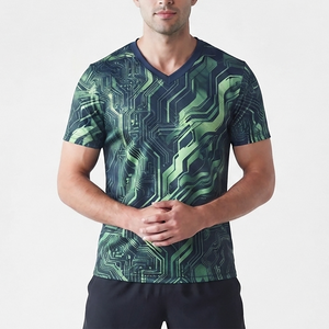 Camiseta cómoda y elegante para hombre, tela suave al tacto, material elástico, doble costura de alta calidad, camiseta con ribete para hombre - Product Image 1