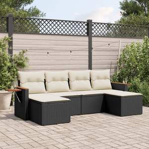 Conjunto de Sofá de Jardín con Reposabrazos Ajustables Grandes en Ratán Sintético Negro - Product Image 1