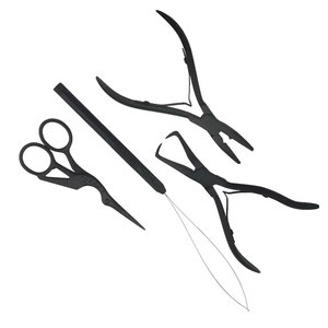 Kit professionnel d'extensions de cheveux en micro-perles en acier inoxydable noir avec pinces d'extension robustes, ciseaux de précision et outils à boucles - Product Image 6