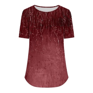 Camisetas de manga corta con cuello redondo y logotipo impreso, informales y ecológicas para mujer, de Bangladesh, a precio económico. - Product Image 1