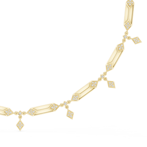 Collier à maillons géométriques en or jaune avec accents de diamants cultivés en laboratoire |   Bijoux fins minimalistes modernes pour femmes, cadeau - Product Image 2