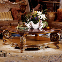 Set Sofa Mewah Eropa Antik Buatan Tangan untuk Ruang Tamu Villa & Hotel Bingkai Kayu Solid Berukir Hiasan Desain Kulit Elegan
