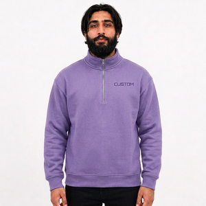 Sudadera de algodón grueso con cremallera de cuarto de cuello personalizada para invierno con impresión digital, 2 piezas al por mayor para marcas de ropa estadounidenses - Product Image 1