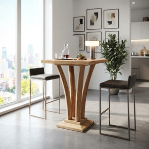 Viola <b>Bar</b> <b>Table</b> Modern Solid Wood High Dining Furniture Elegant Pedestal Base Pub <b>Table</b> For Rustic Contemporary Home Decor Style - Product Image 2