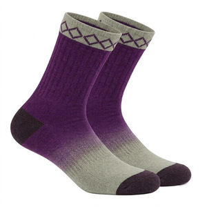 Men's Crew <b>Socks</b> Purple Gray Solid <b>Wool</b> Nylon Breathable Quick Dry Autumn Regular Style - Product Image 1