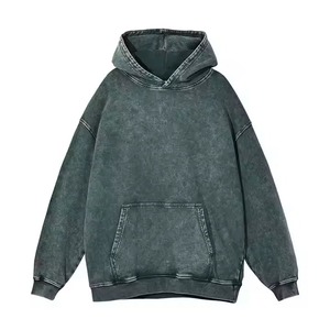 Hoodie oversize effet denim délavé avec poche avant, logo imprimé, coupe carrée, épaules tombantes, options de lavage vintage disponibles - Product Image 3