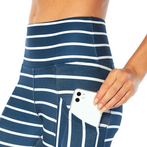High Waisted Striped <b>Leggings</b> <b>With</b> <b>Pockets</b> Sporty Women's Yoga Pants Stretch Breathable Knitted Fabric All Seasons Wear - Product Image 6